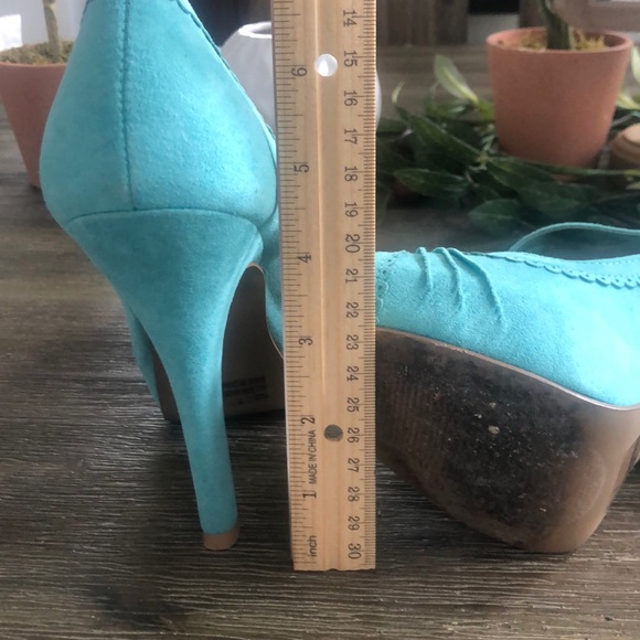Teal Peep Toe Pumps - Picture 5 of 5